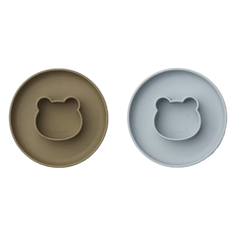 Liewood tallrik Gordon 2-pack, mr bear blue fog/khaki mix