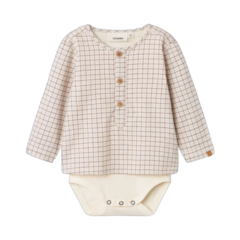LIL' ATELIER Långärmad Skjortbody Damieno Turtledove