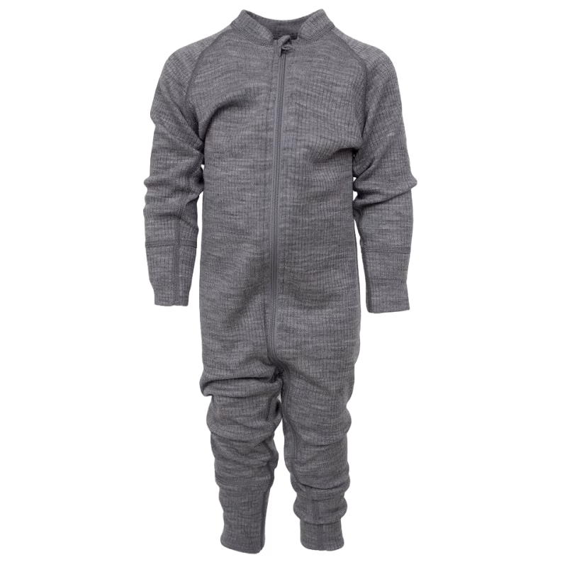 Lindberg Rib Merino Underställsoverall, Grey Melange, 86-92
