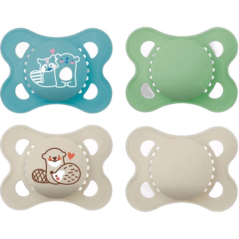 MAM Original Naturgummi Napp 0-6m 4-pack, Blå/Neutral