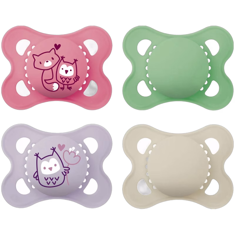 MAM Original Naturgummi Napp 0-6m 4-pack, Rosa/Neutral
