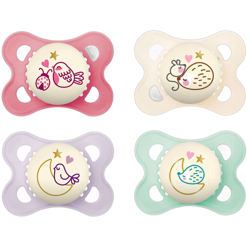 MAM Original Night Napp 0-6m 4-pack, Rosa/Neutral