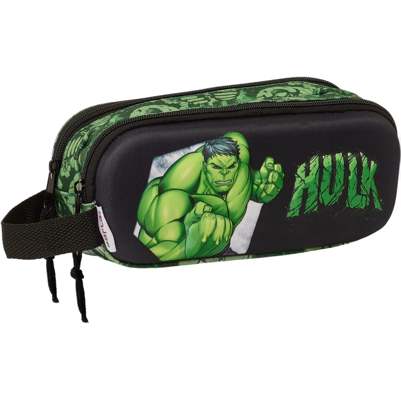 Marvel Avengers 3D Hulken Dubbelpennfodral, Svart/Grön