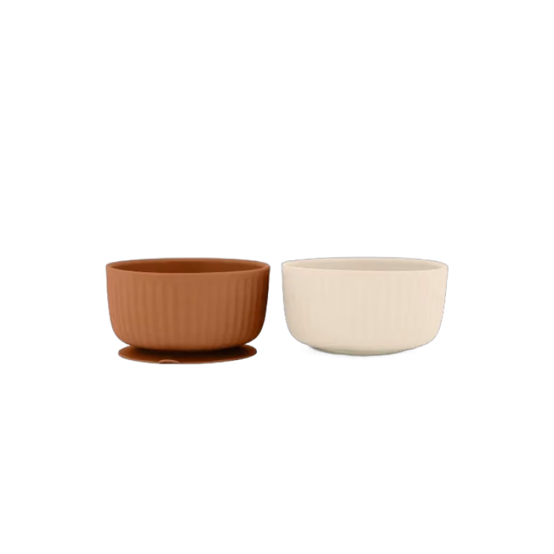 Mikk-line Silikonskålar 2-pack (White Swan/ Brown Sugar)