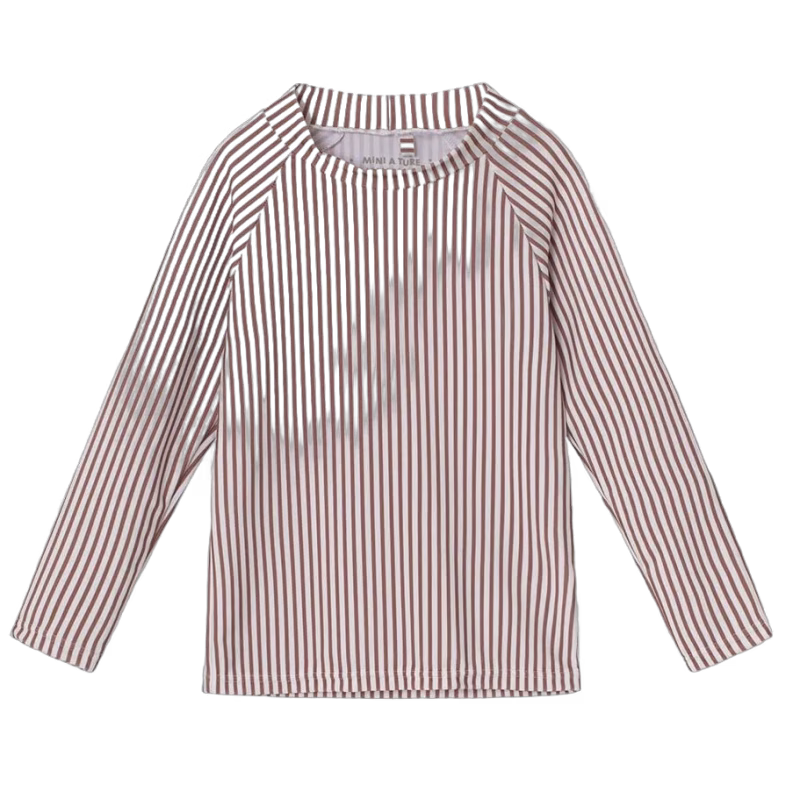MINI A TURE Gani UV-tröja, Acorn Brown Stripes, 122-128