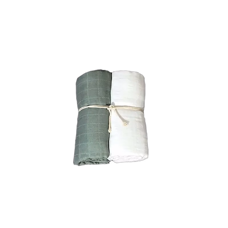 Mini Dreams muslinfilt 70x70 cm 2-pack, vit/dusty green
