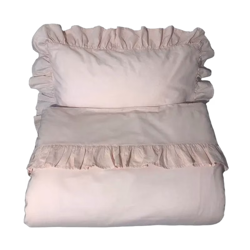 Mini Dreams påslakanset spjälsäng, volang rosa