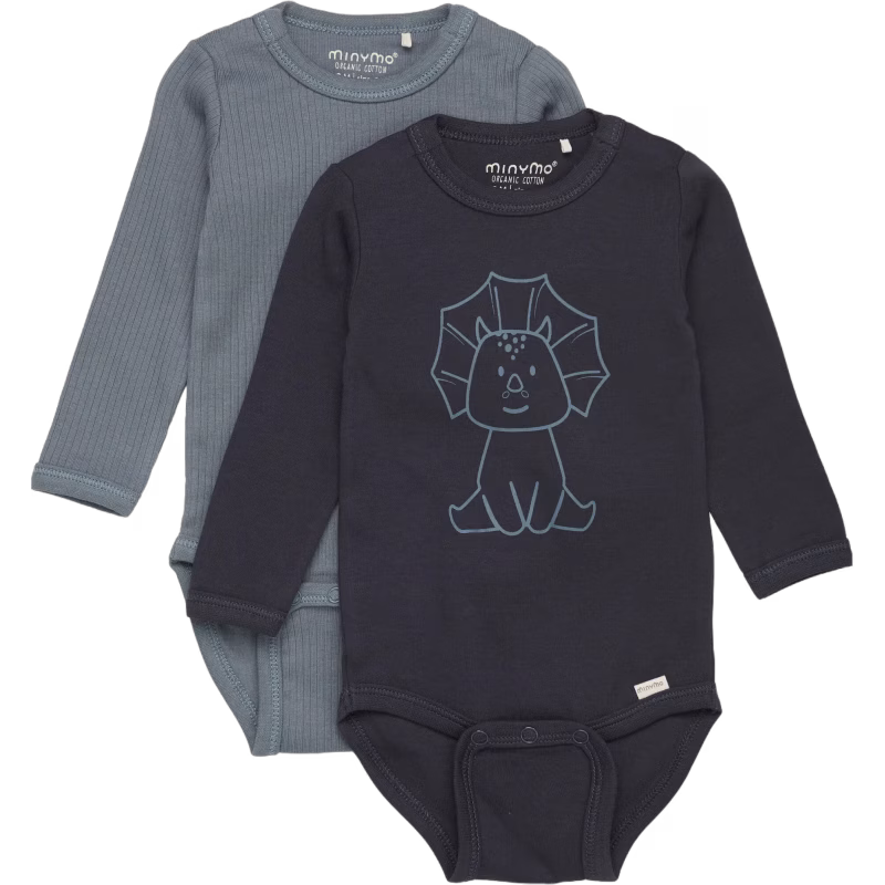 Minymo Body 2-pack, Dark Navy, 80, Bebiskläder
