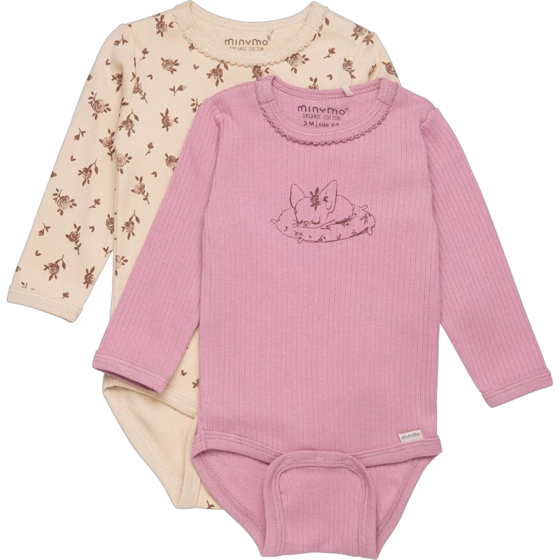 Minymo Body 2-pack, Lilas, 74, Bebiskläder