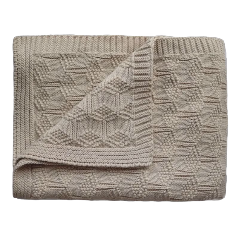 Mushie Babyfilt Stickad (Honeycomb Beige)