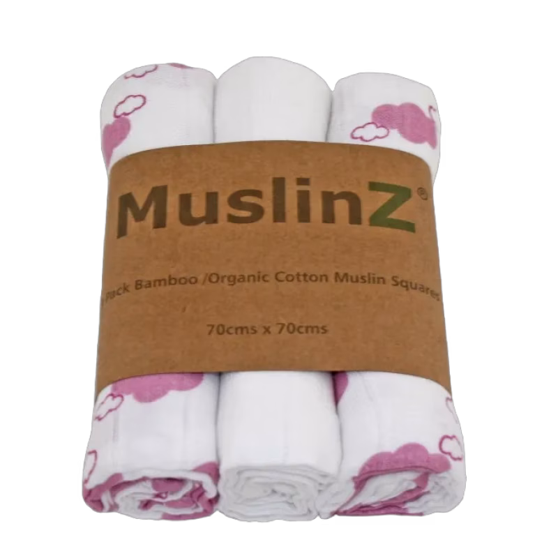 MuslinZ Muslinfiltar 3-pack Moln (Rosa)