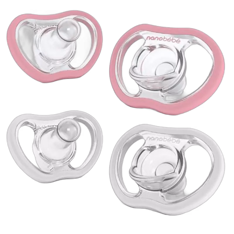 Nanobebe Active Flexy Napp Silikon 4-pack, rosa/vit