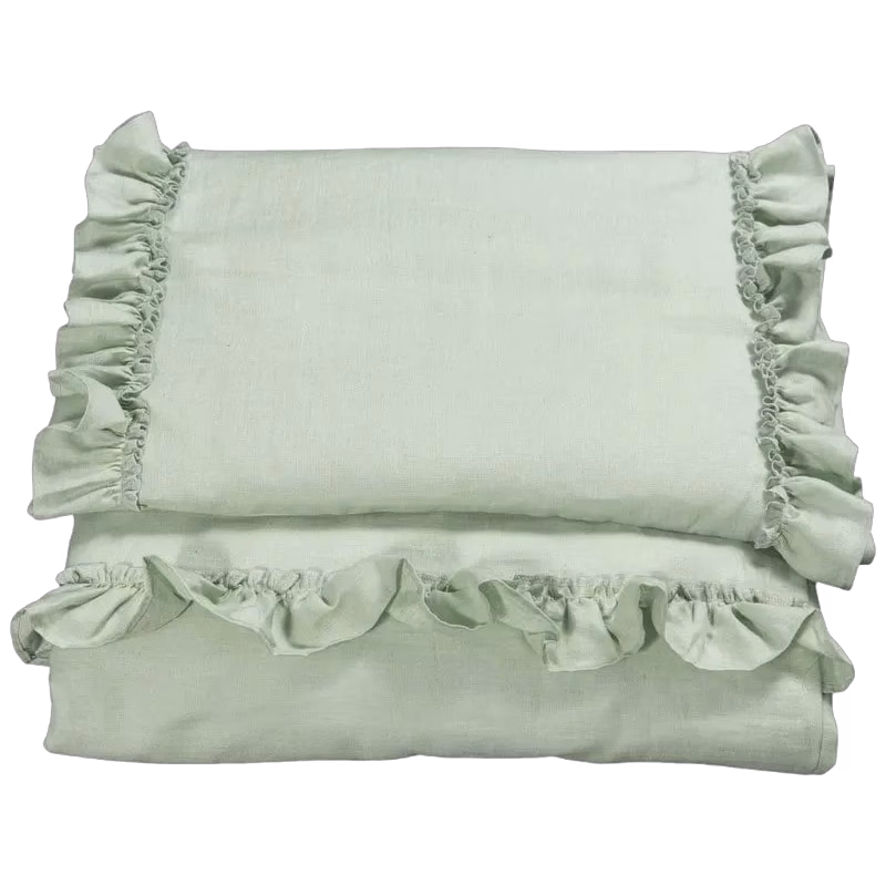 NG Baby påslakanset MOOD volang, sage green spjälsäng