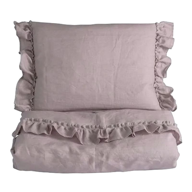 NG Baby påslakanset spjälsäng, MOOD dusty pink, MOOD volang dusty pink