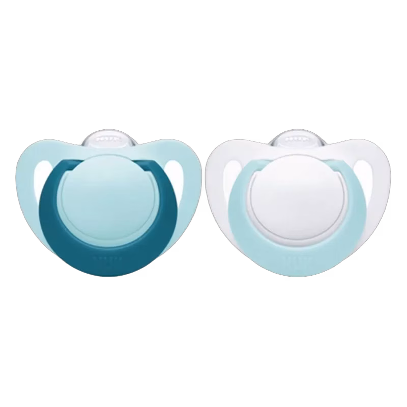 NUK napp Genius silikon 2-pack 0-2 mån, turkos/vit