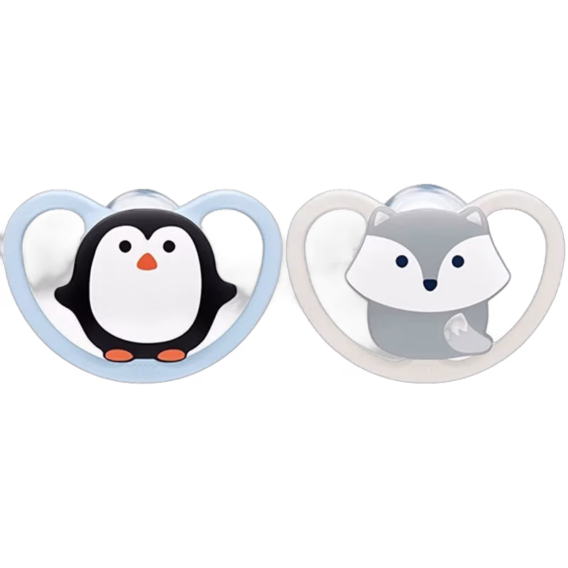 NUK napp Pacifier Space Silicon 2-pack 0-6 mån, blå/vit