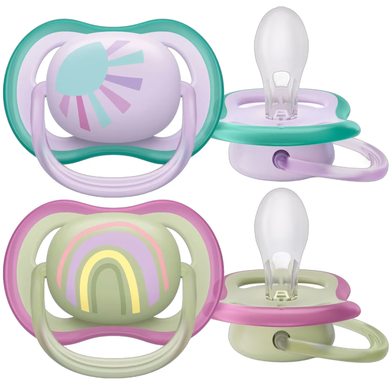 Philips Avent Ultra Air Deco Napp 2-Pack 0-6m, Grön/Lila