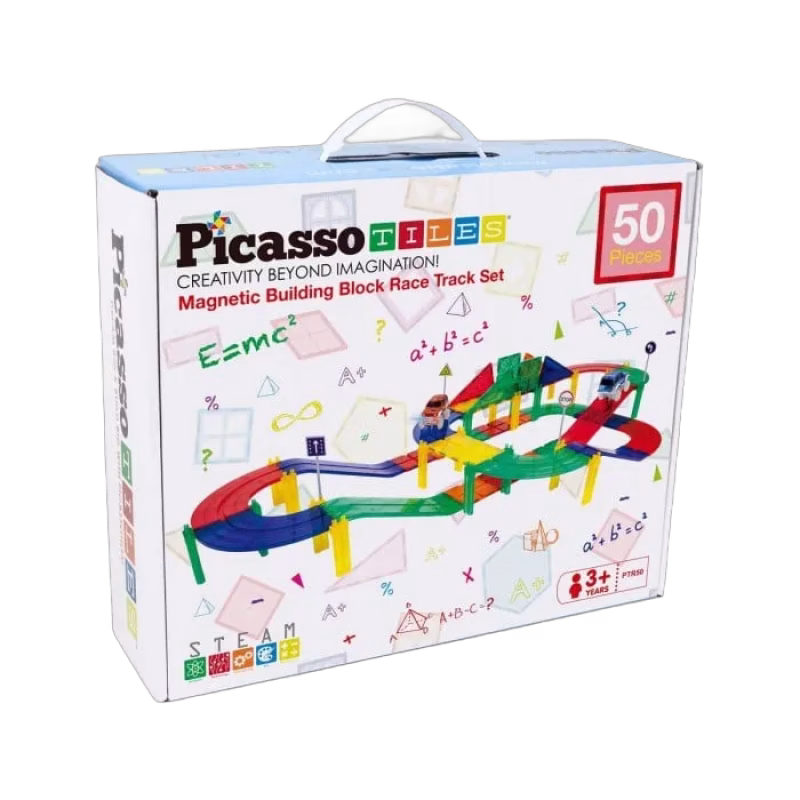 Picasso Tiles Magnetisk bilbana med två bilar 50 delar