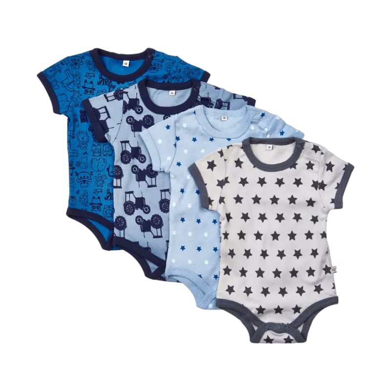 Pippi Kortärmad Body 4-pack Blue