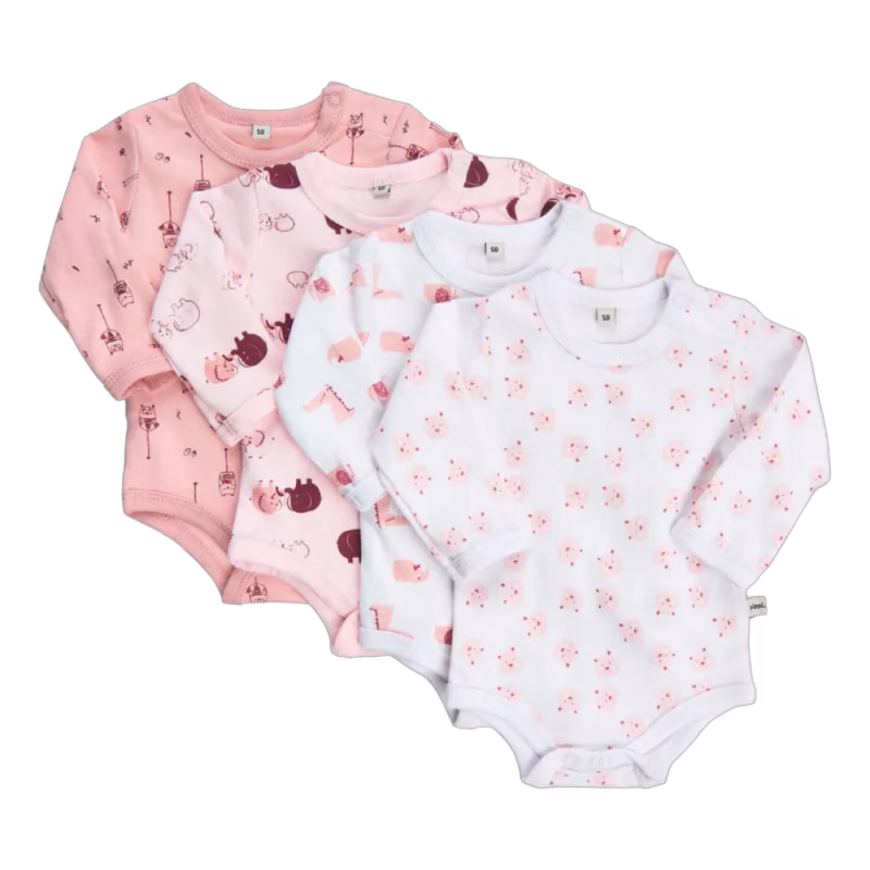 Pippi Långärmad Body 4-pack Lightrose