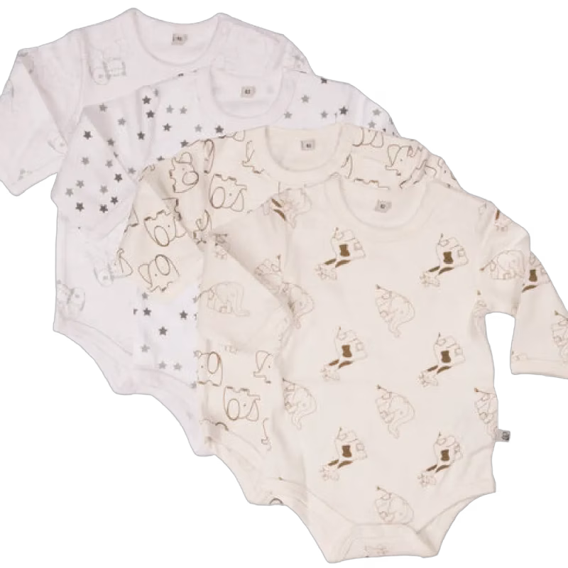 Pippi Långärmad Body 4-pack Offwhite