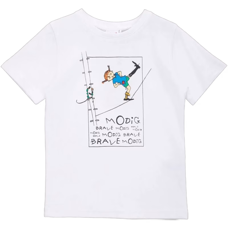 Pippi Långstrump  Modig T-shirt, Vit, 122-128