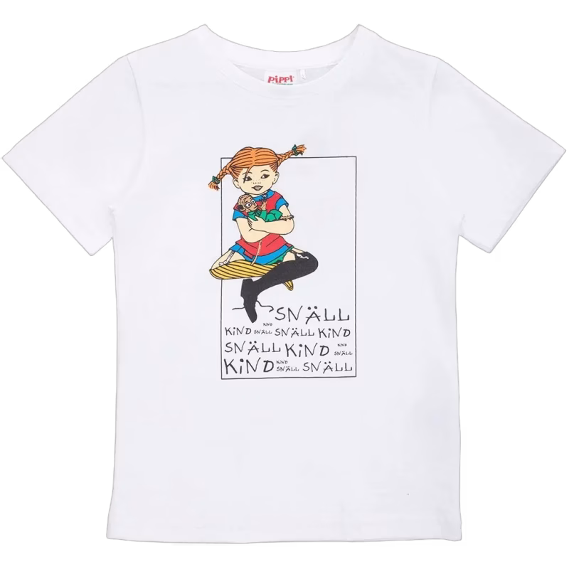 Pippi Långstrump  Snäll T-shirt, Vit, 110-116