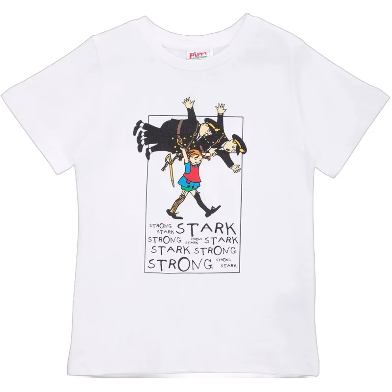 Pippi Långstrump  Stark T-shirt, Vit, 122-128