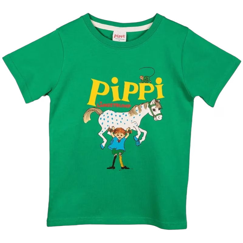 Pippi Långstrump T-shirt, Grön, 122-128