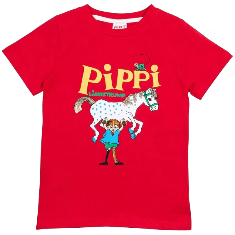 Pippi Långstrump T-shirt, Röd, 98-104