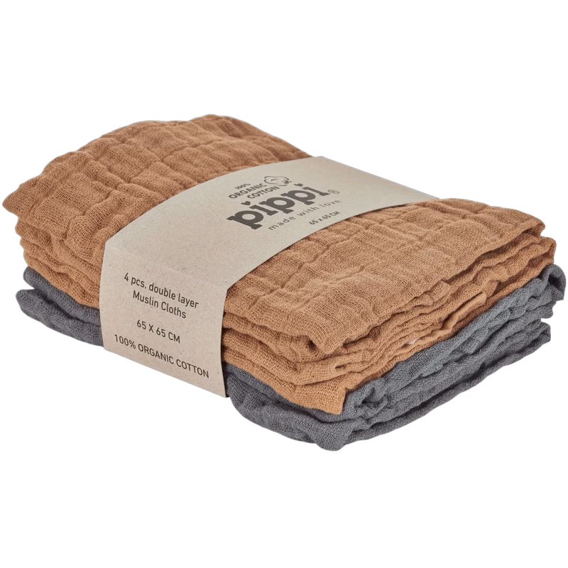 Pippi Muslinfilt 4-pack, Indian Tan