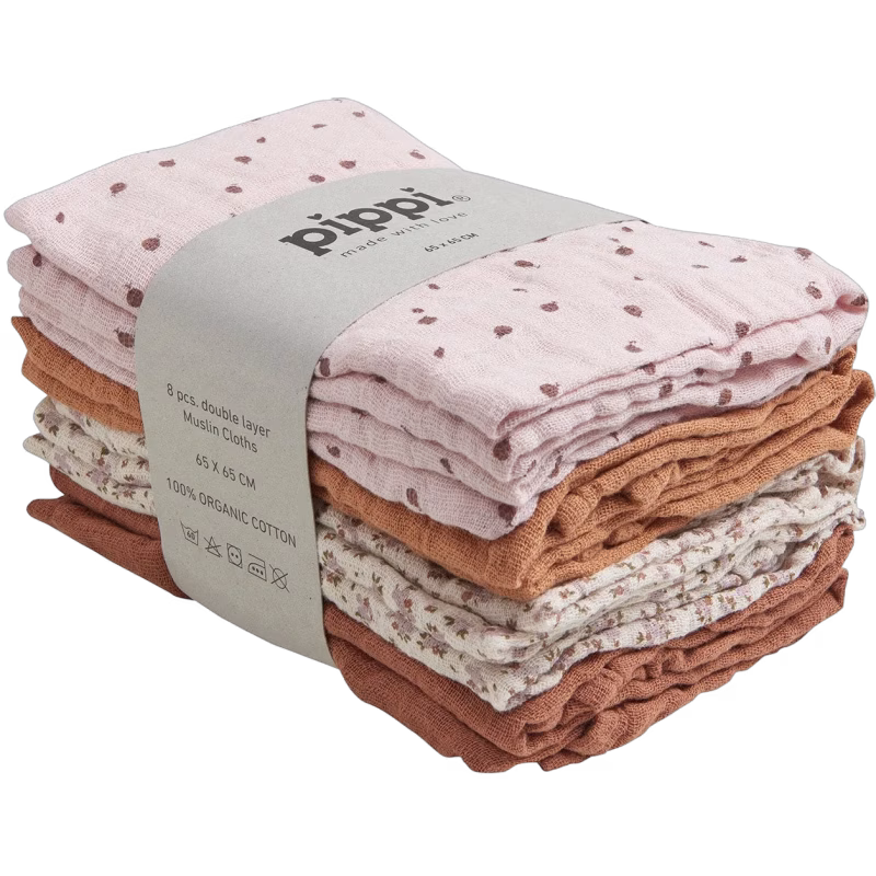Pippi Muslinfilt 8-pack, Mocha Mousse
