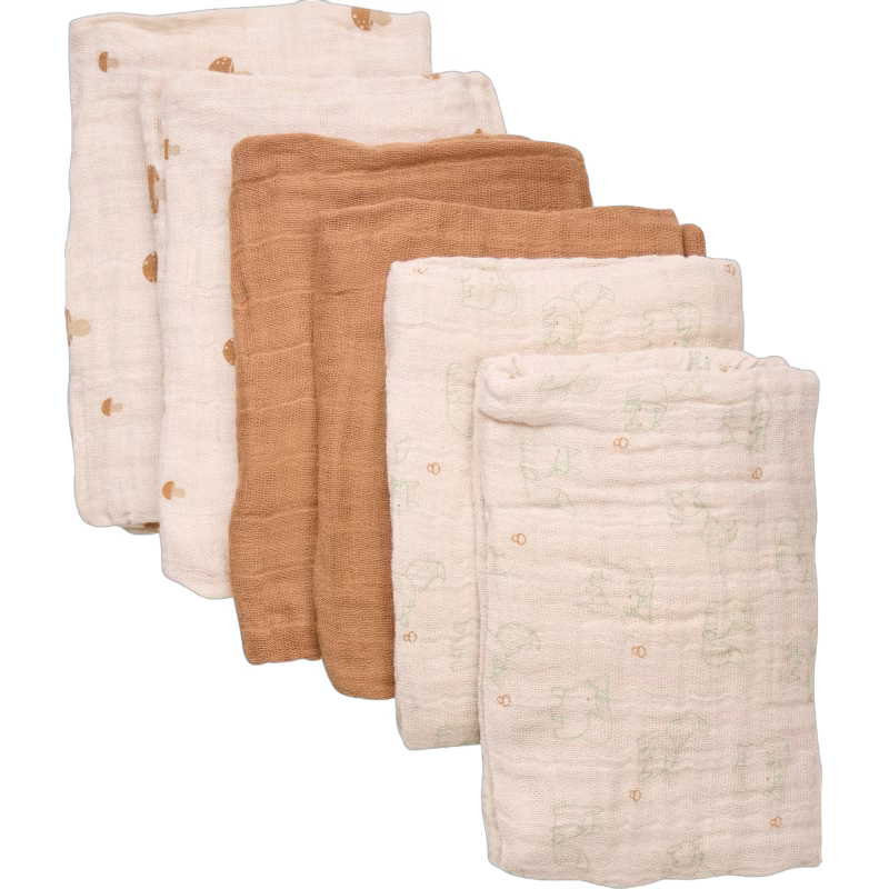 Pippi Muslinfiltar 6-Pack, Almond