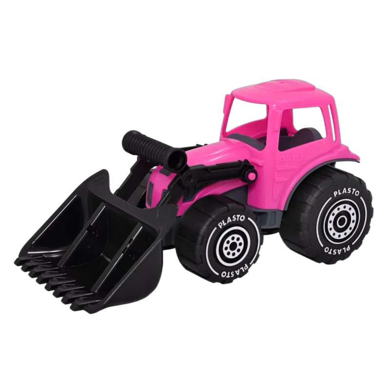 Plasto Traktor med frontlastare 32 cm (Rosa)