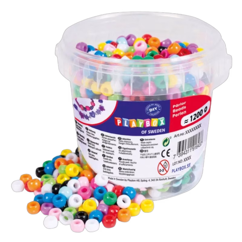 Playbox Plastpärlor med snöre (Kongomix)