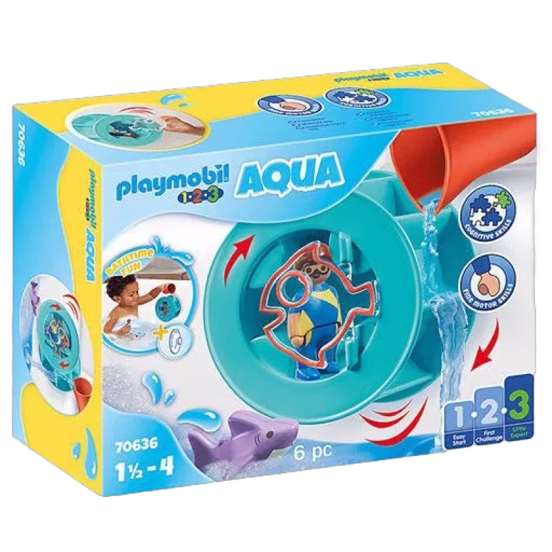 Playmobil 1.2.3 Aqua Water Wheel with Baby Shark Byggsats
