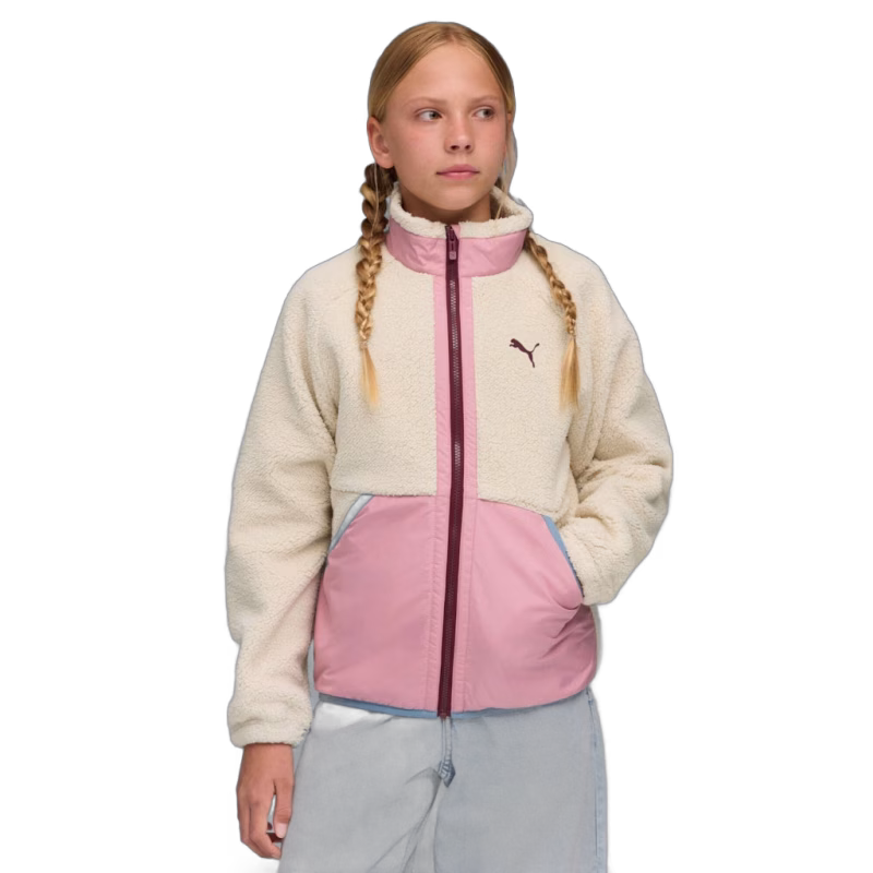 Puma Sherpa Hybrid Fleecejacka, Alpine Snow, 128