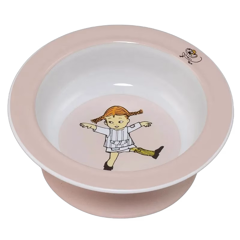 Rätt Start skål med sugkopp, Pippi cirkus rosa