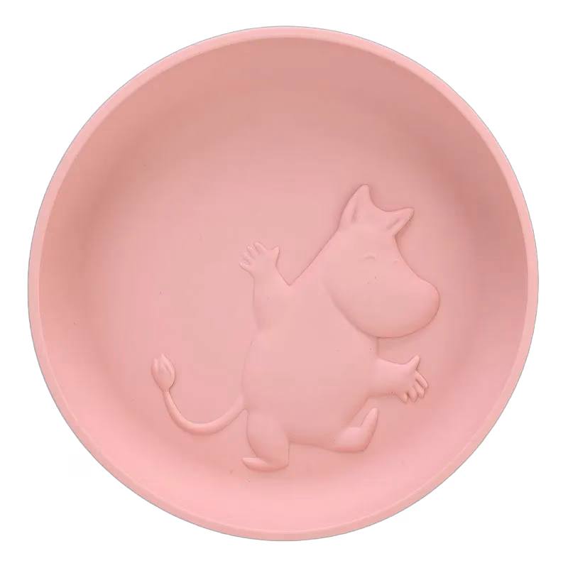 Rätt Start tallrik i silikon med sugkopp, Mumin rosa