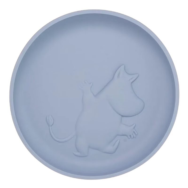 Rätt Start tallrik i silikon med sugkopp, Mumin sky blue