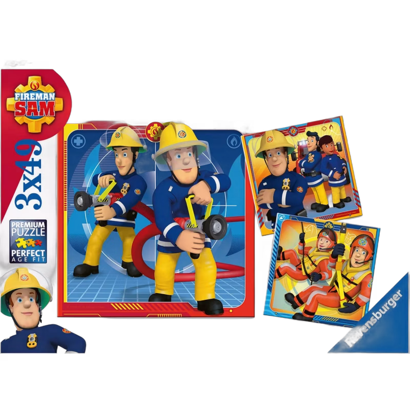 Ravensburger Pussel Brandman Sam Till Undsättning! 3x49 Bitar