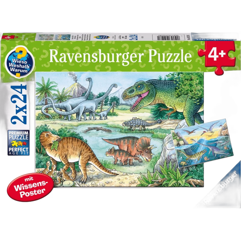 Ravensburger Pussel Dinosaurier på Land och i Vatten 2x24 Bitar