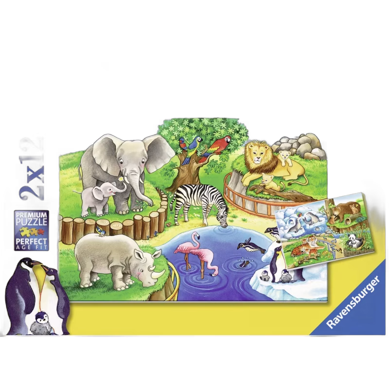 Ravensburger Pussel Djur På Zoo 2x12 Bitar