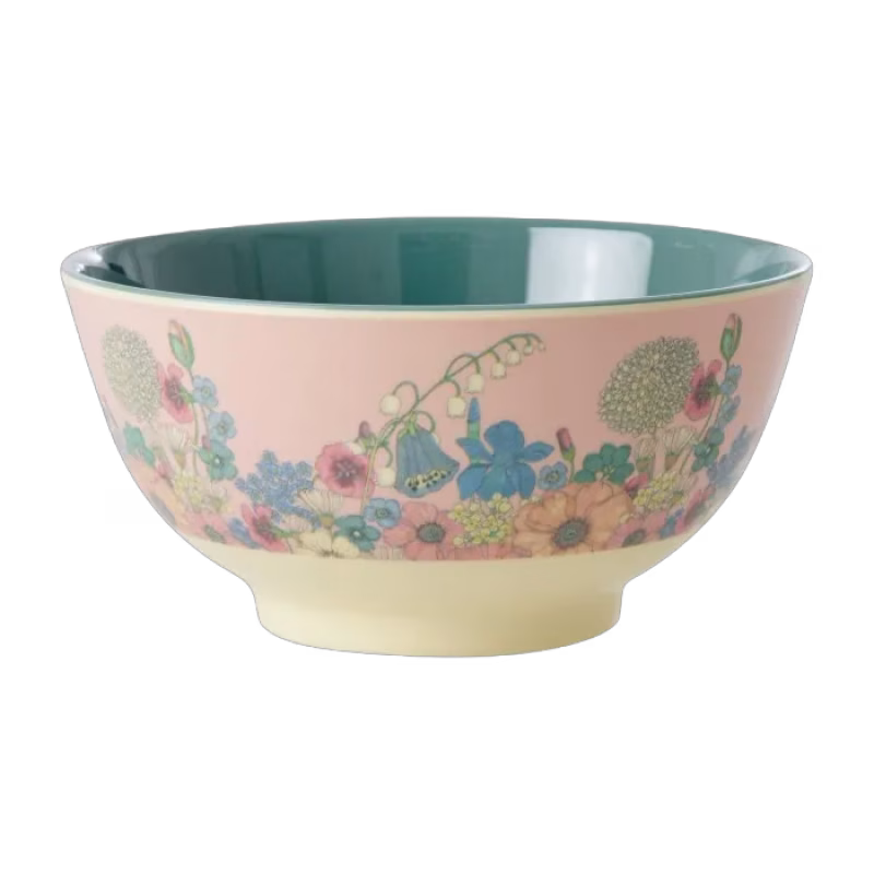 Rice Skål Melamin M Flower Collage (Soft Pink)