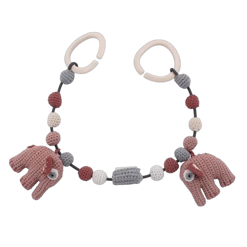 Sebra virkat barnvagnshänge, elefant blossom pink