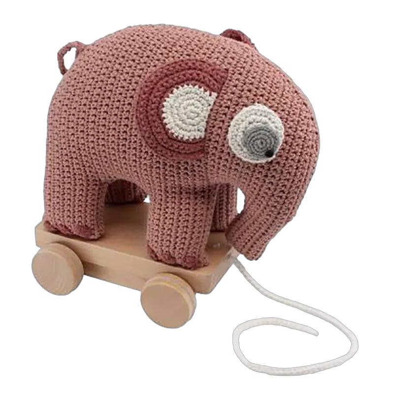 Sebra virkat dragdjur elefant, blossom pink