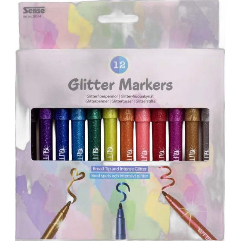 Sense Glitterpennor 12-pack