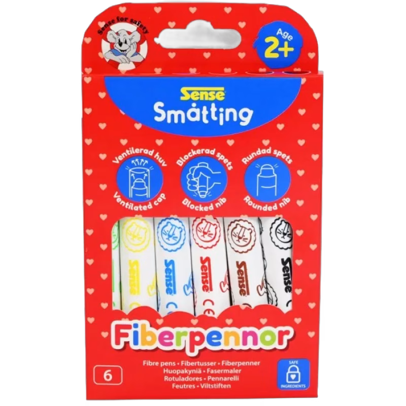Sense Småtting Fiberpennor 6 st