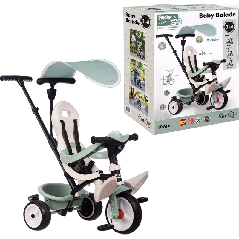 Smoby Trehjuling S.Life Baby Blade, Grön