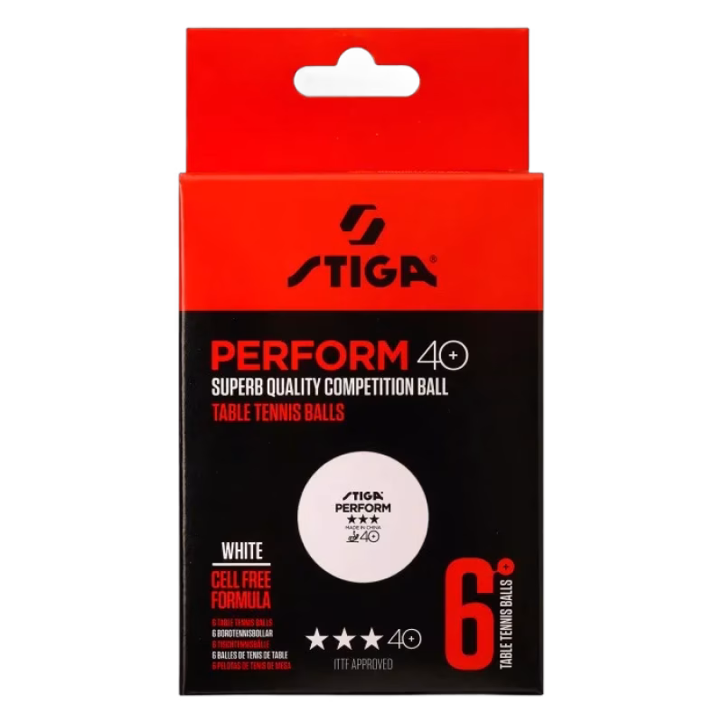 STIGA Perform 40+ Pingisboll 6-pack (Vit)